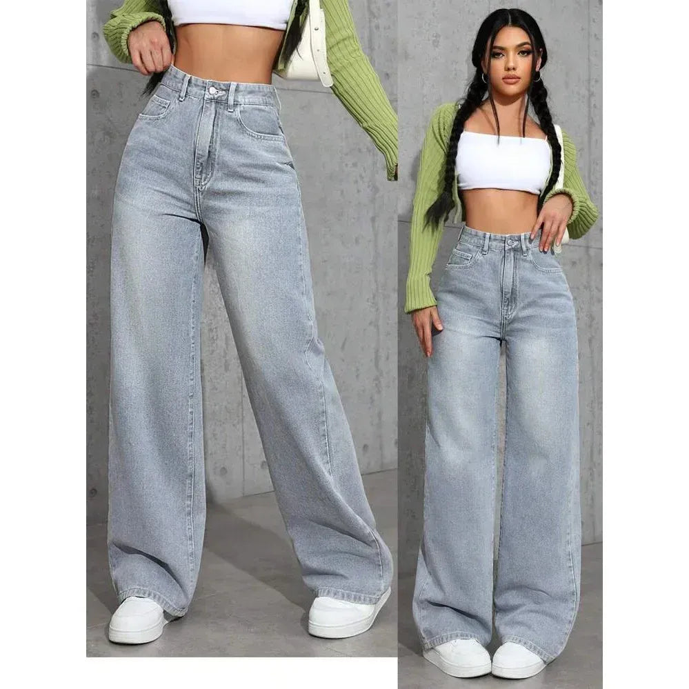 Women’s Jeans – High Waist – Relaxed Fit – Wide Leg – Full Length Casual Denim