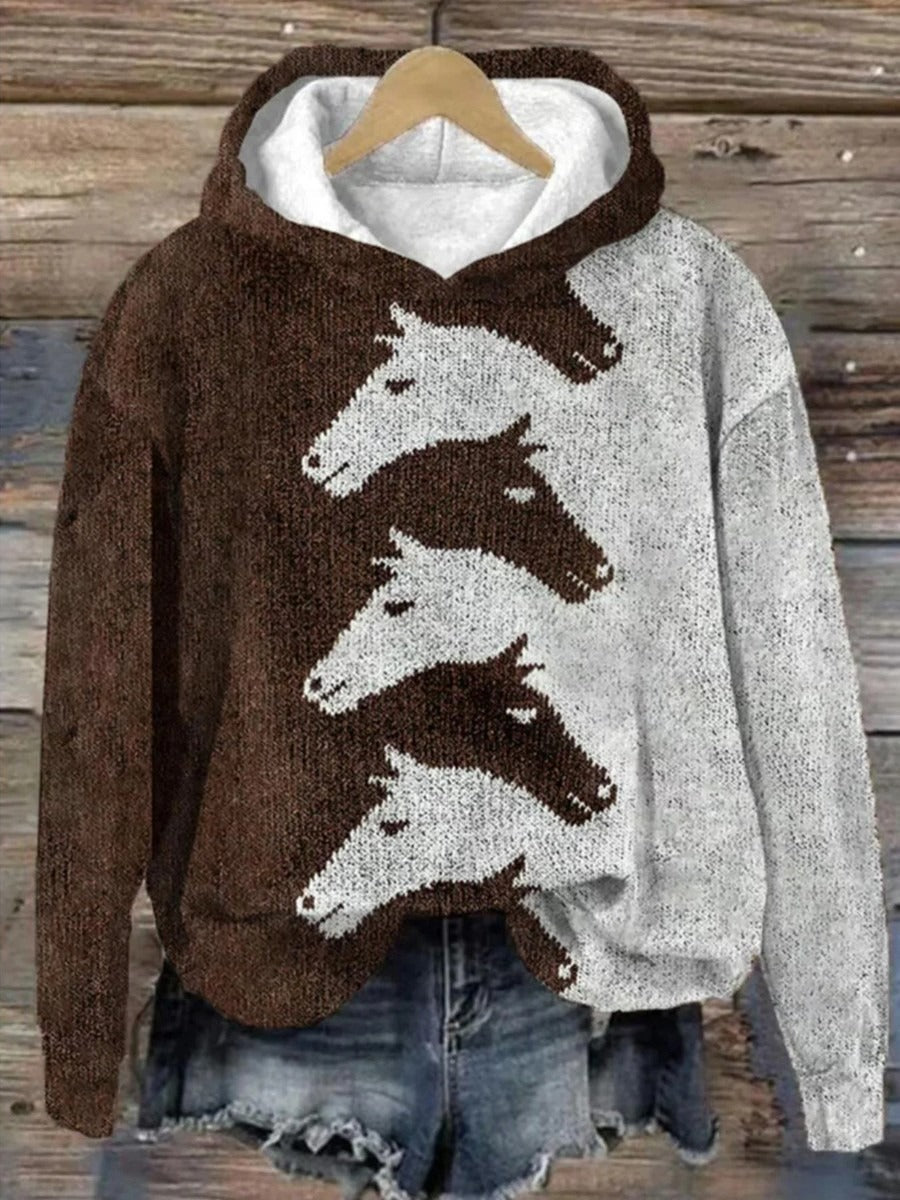 Women’s Hoodie – Oversized Fit – Knit Texture – Graphic Print – Casual Layer