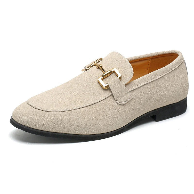 Men’s Loafers – Velvet Finish – Slip-On Design – Metal Buckle – Formal Wear