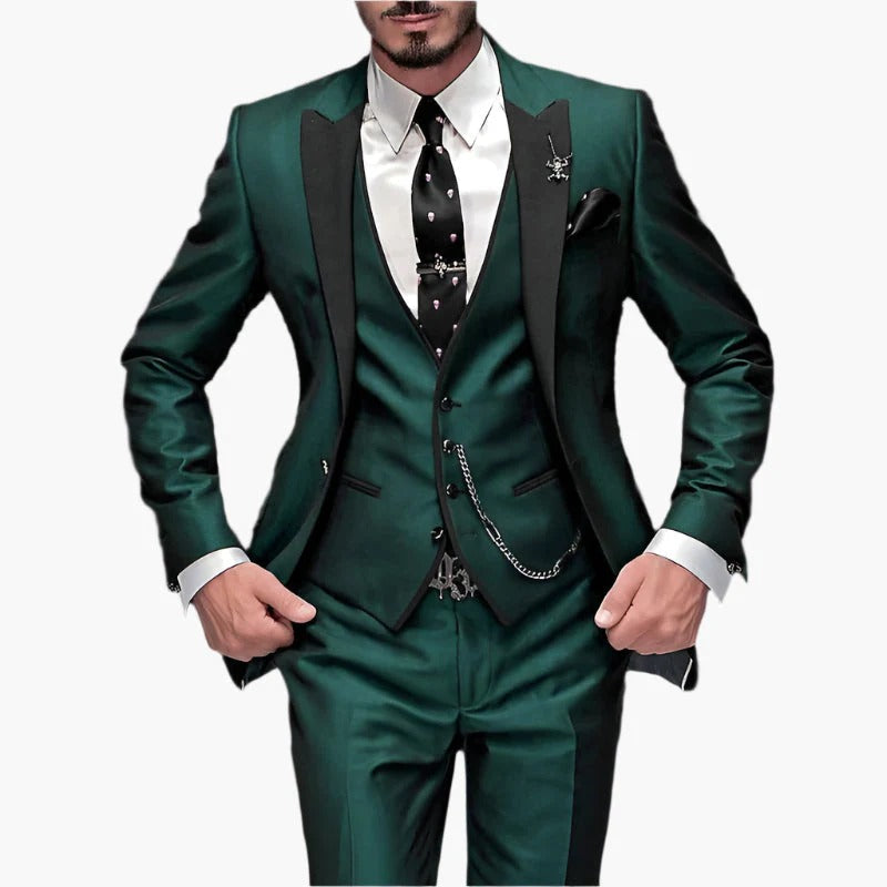 Men’s 3-Piece Suit – Slim Fit Wool Blend – Notched Lapel – Formal Business Wear