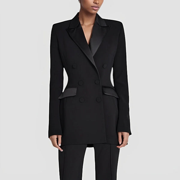 Women’s Blazer Mini Dress – Tailored Fit – Double Breasted – Long Sleeve