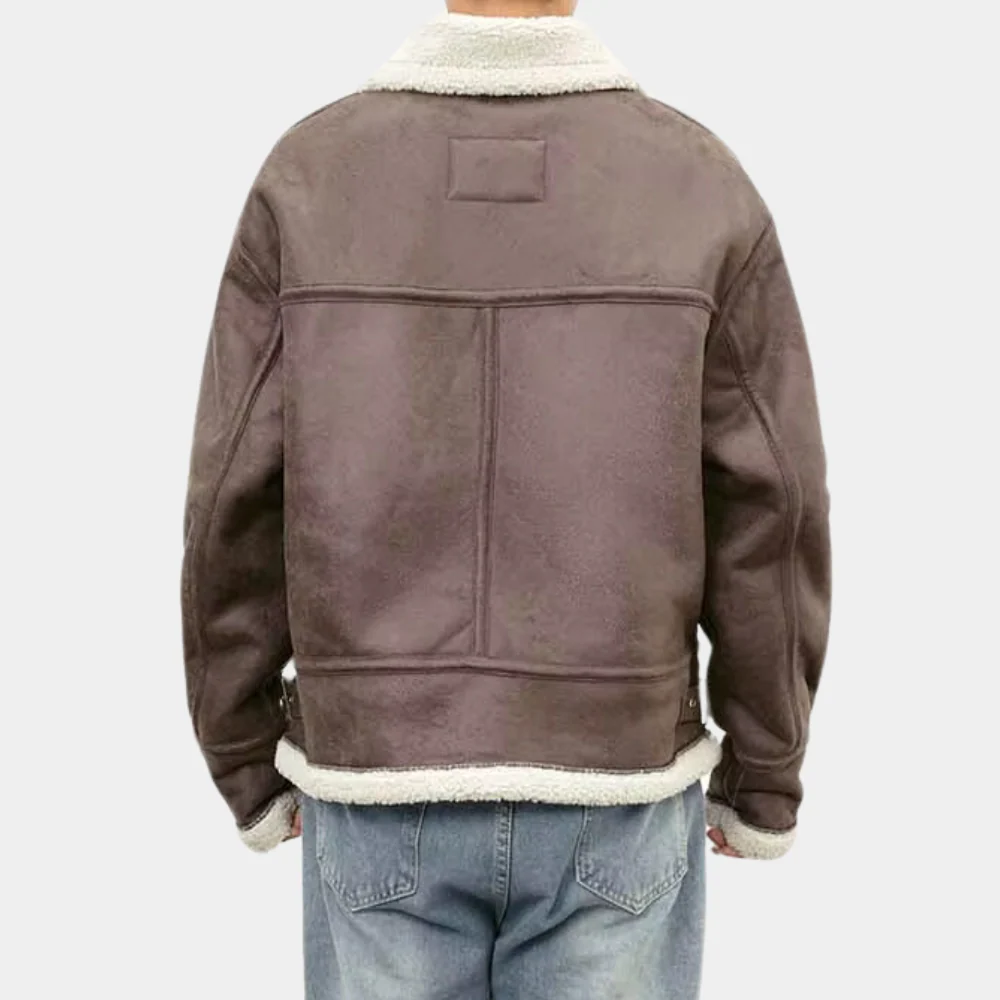 Men’s Bomber Jacket – Relaxed Fit – Soft Shell – Sherpa Trim – Full Zip Front