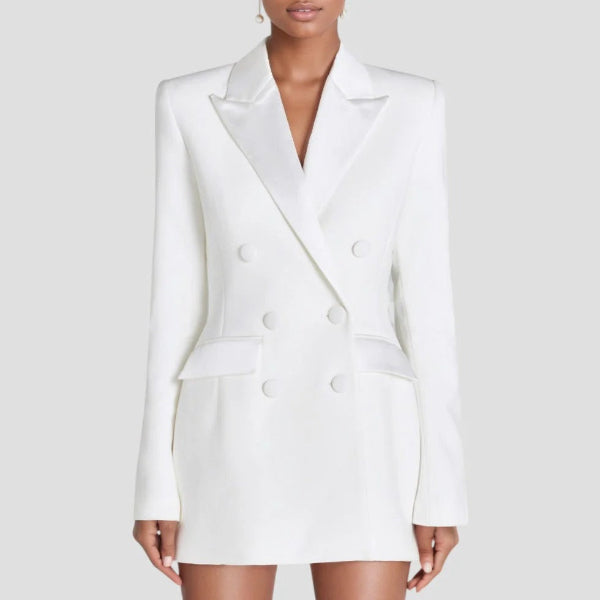 Women’s Blazer Mini Dress – Tailored Fit – Double Breasted – Long Sleeve