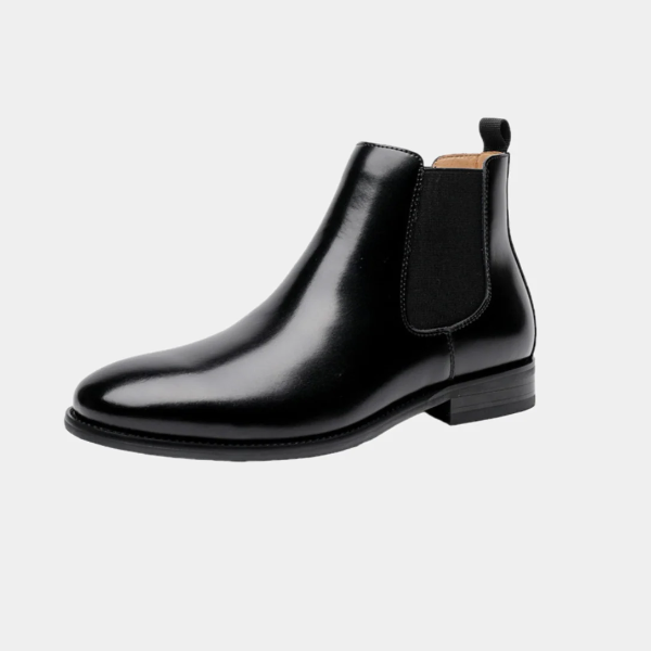 Men’s Chelsea Boots – Polished Leather – Ankle Height – Slip-On with Elastic Panels