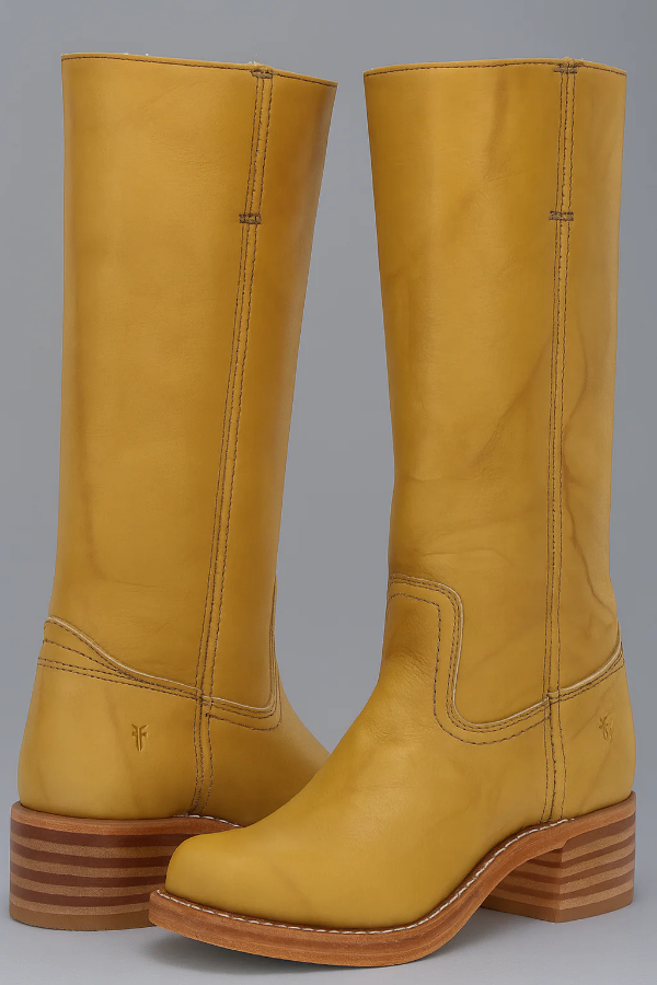 Women’s Knee-High Boots – Leather – Block Heel – Structured Calf Fit – Stitch Detail