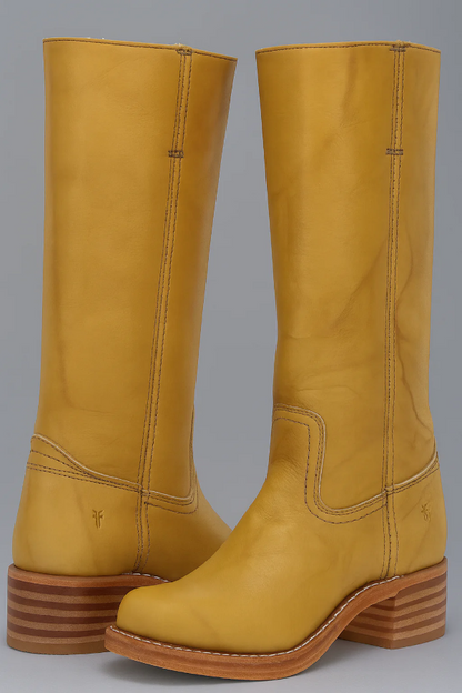 Women’s Knee-High Boots – Leather – Block Heel – Structured Calf Fit – Stitch Detail