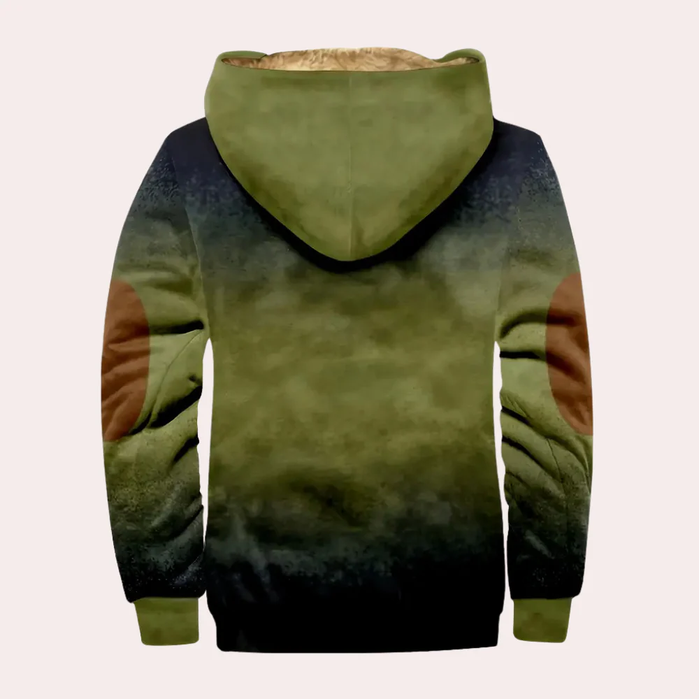 Men’s Hooded Jacket – Relaxed Fit – Fleece Lined – Zip Front – Casual Cotton Blend