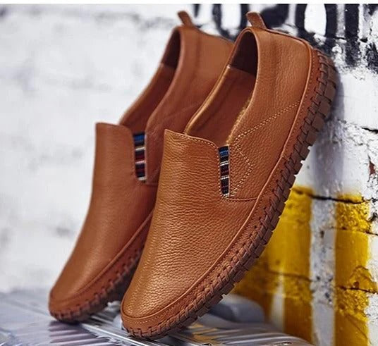 Men’s Formal Shoes – Leather Slip-On – Elastic Goring – Round Toe – Rubber Sole