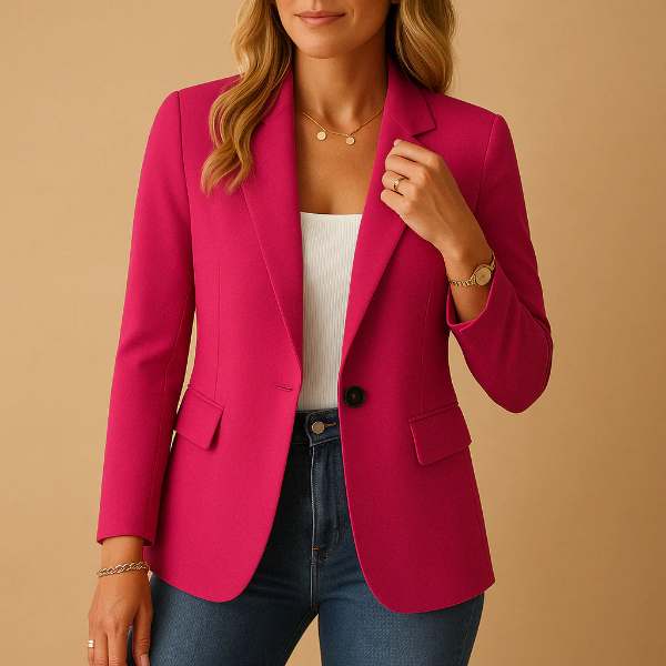 Women’s Blazer – Tailored Fit – Single Button – Notched Lapel – Hip Length