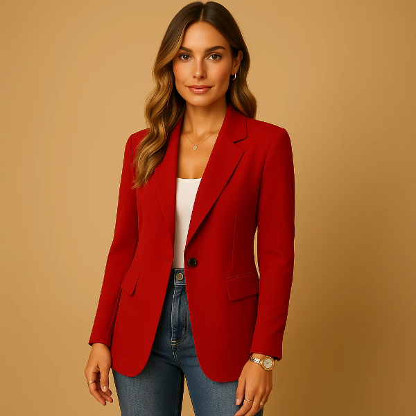 Women’s Blazer – Tailored Fit – Single Button – Notched Lapel – Hip Length