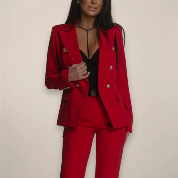 Women’s Blazer and Trousers Set – Tailored Fit – Double-Breasted – Formal Suiting