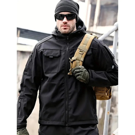 Men’s Bomber Jacket – Regular Fit – Weather-Resistant – Adjustable Hood – Multi-Pocket