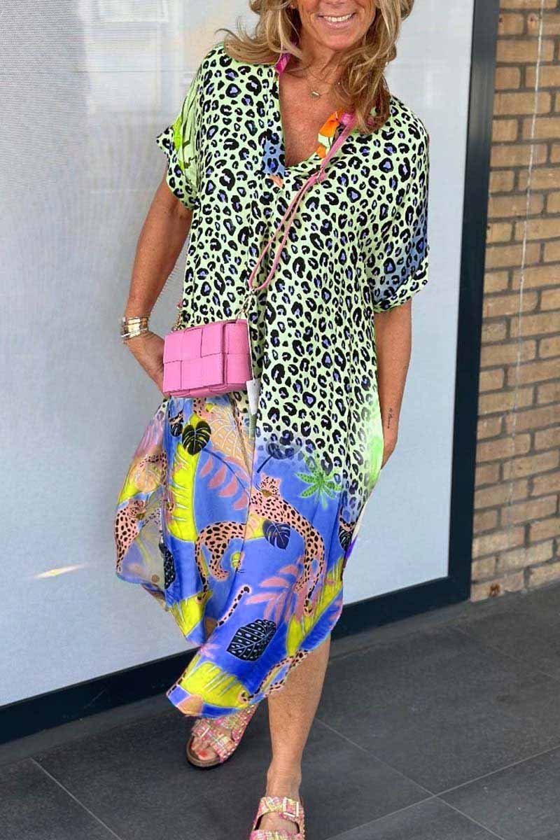 Clara® | Short sleeve leopard print casual dress