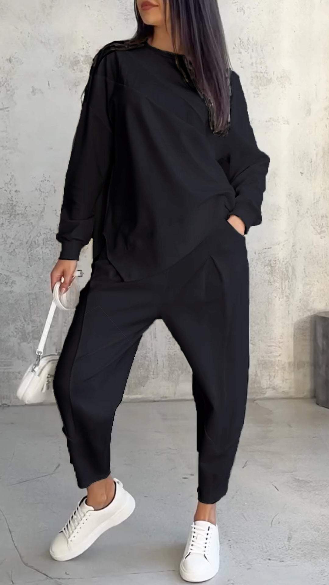 Amelia® | Casual crew neck long sleeve two piece set for women