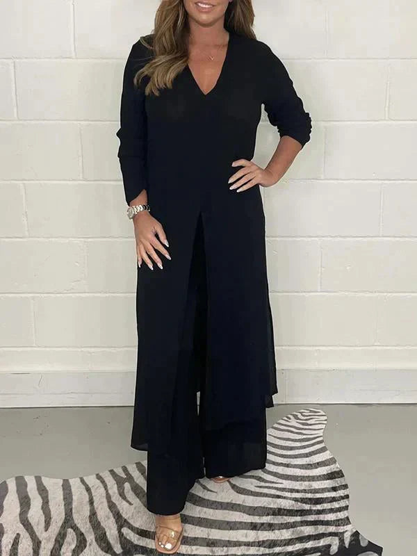 Antonella® | Two-piece set with V-neck and slit
