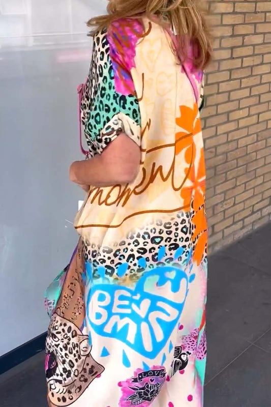 Clara® | Short sleeve leopard print casual dress