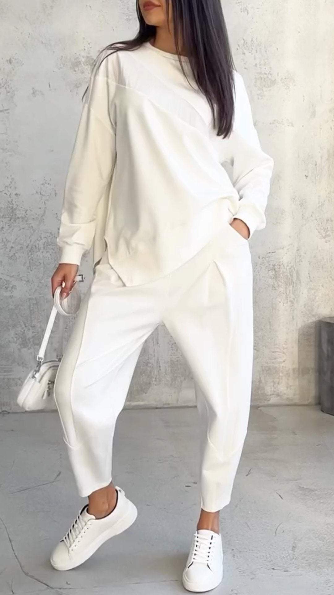 Amelia® | Casual crew neck long sleeve two piece set for women
