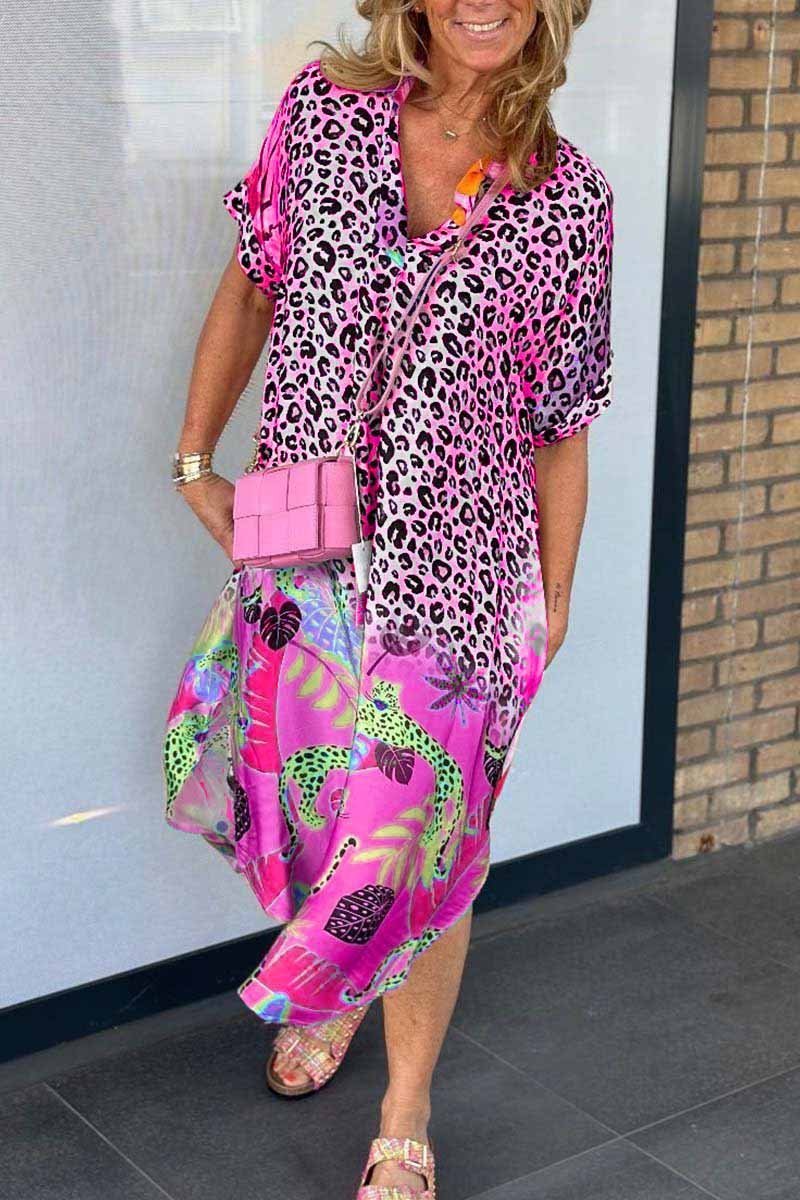 Clara® | Short sleeve leopard print casual dress