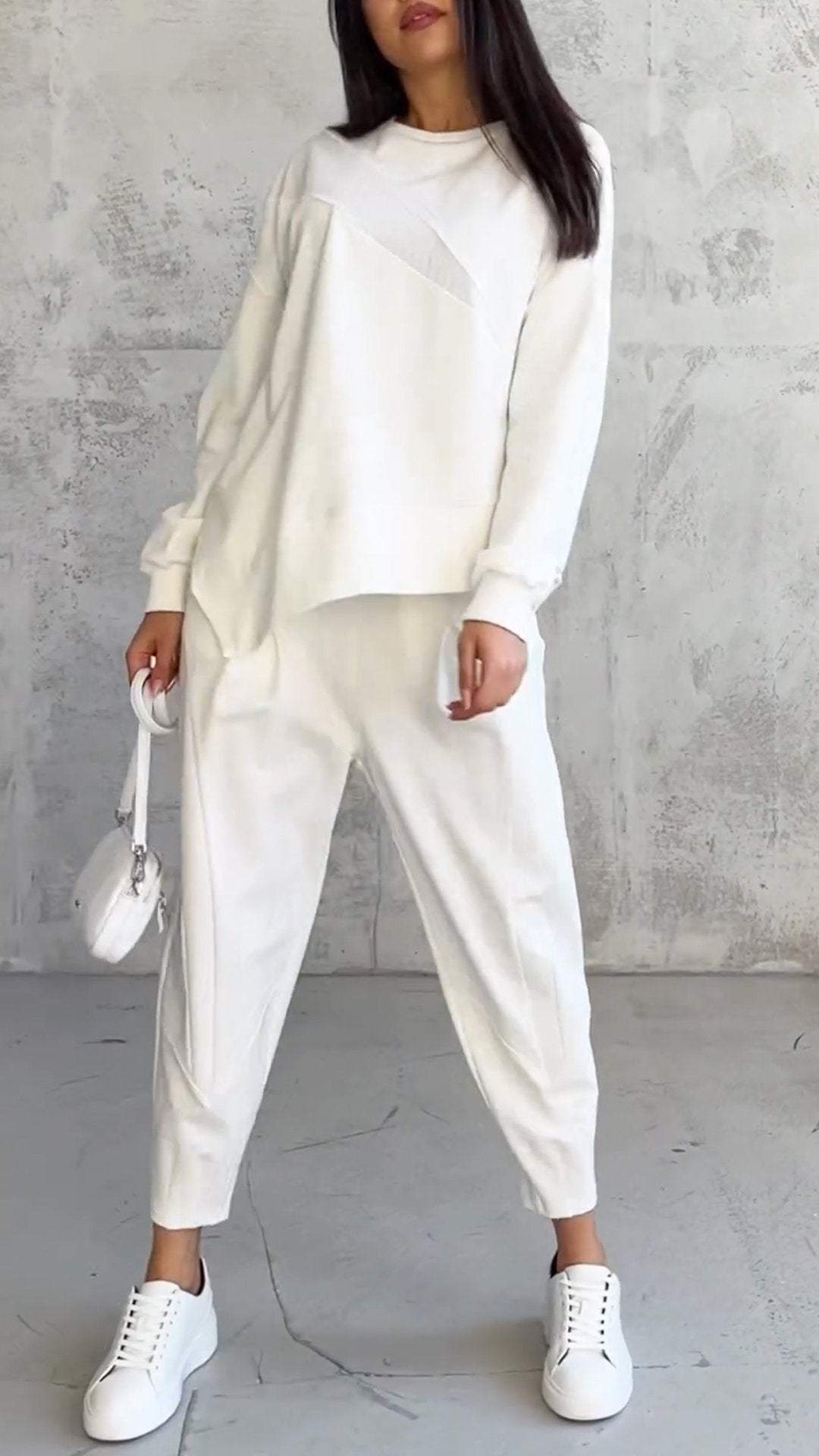 Amelia® | Casual crew neck long sleeve two piece set for women