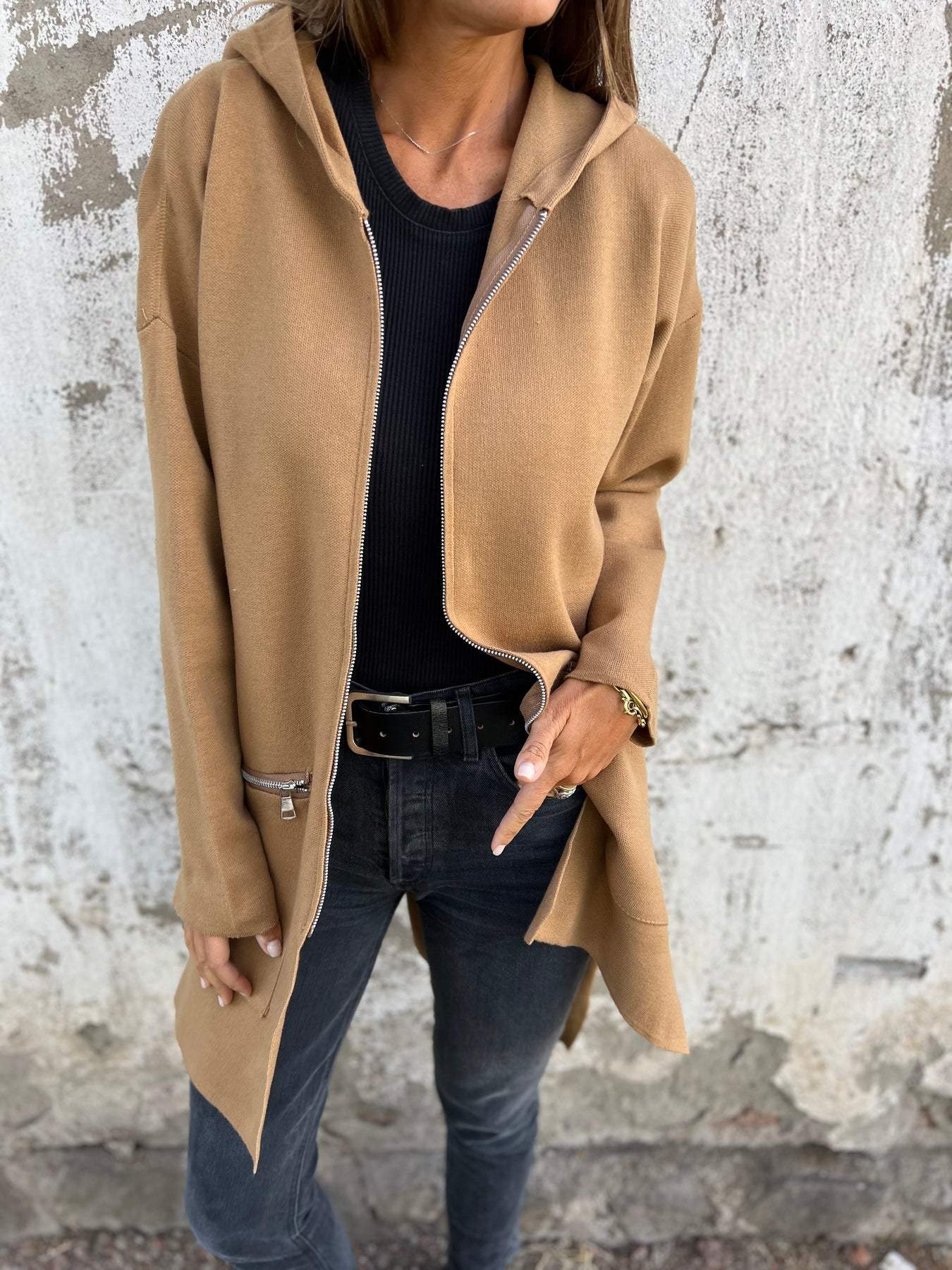 Apolonia | Long women's jacket. zipper