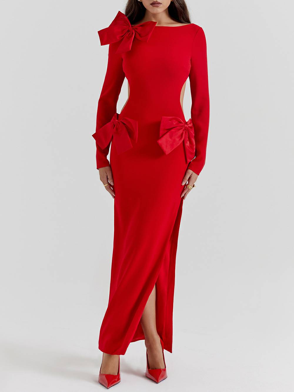 Anastasia® | Elegant cotton dress with red bow