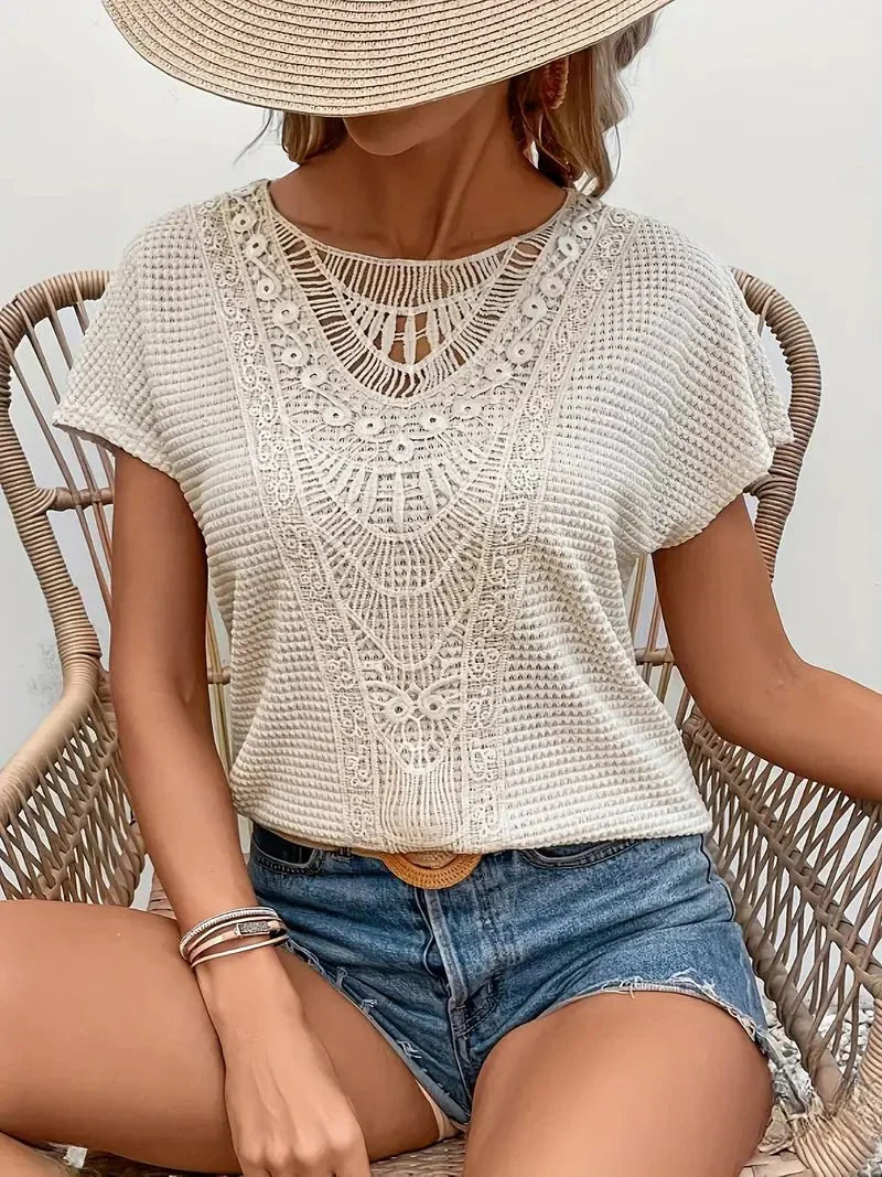 Cira® | Elegant Lace Top With Short Sleeves For Summer