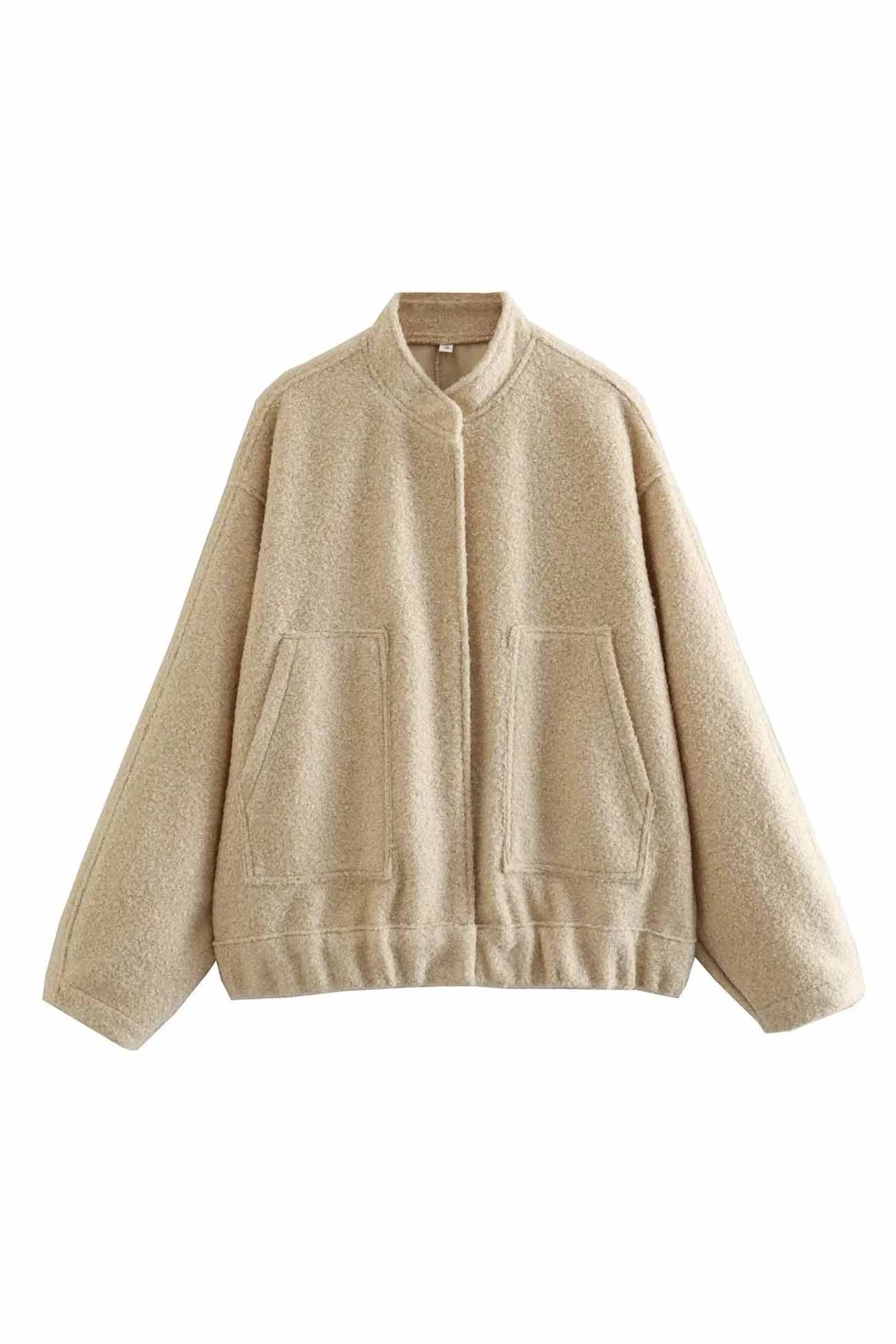 Annika® | Solid jacket with stand-up collar and button pocket