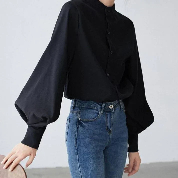 Buchey® | Classic Turtleneck Blouse With Balloon Sleeves