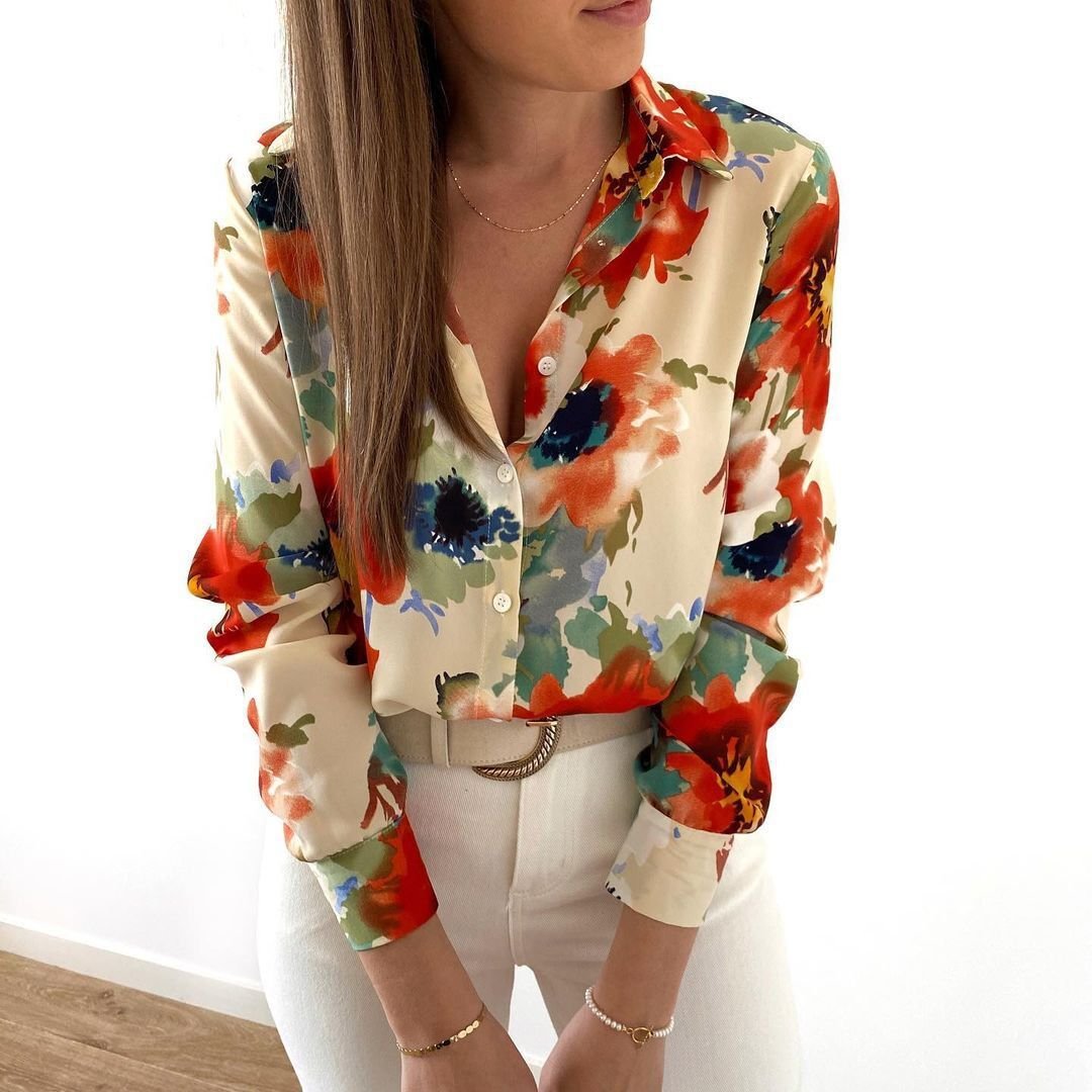 Braylin® | Long Sleeve Blouse With Floral Buttons