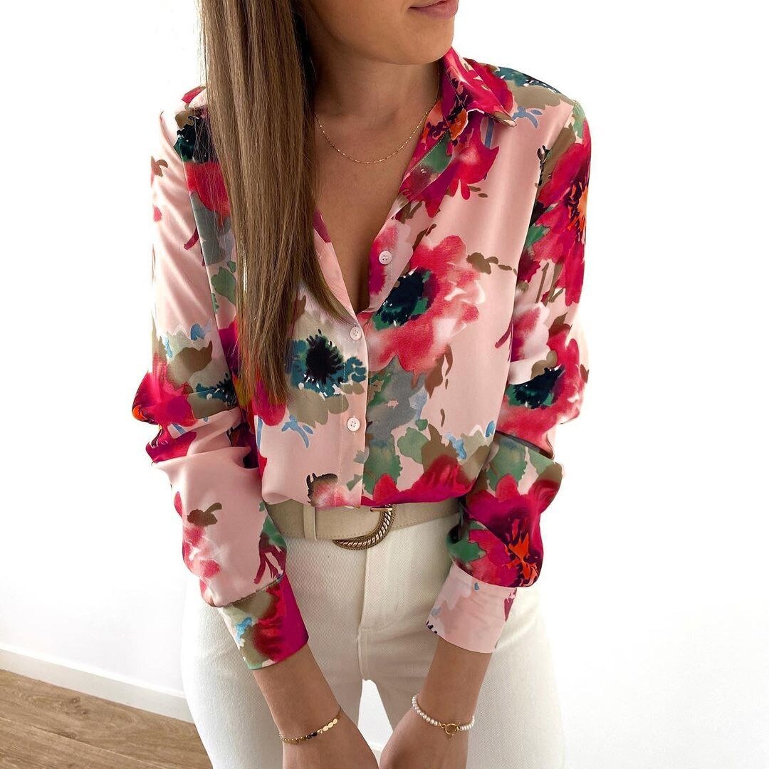 Braylin® | Long Sleeve Blouse With Floral Buttons