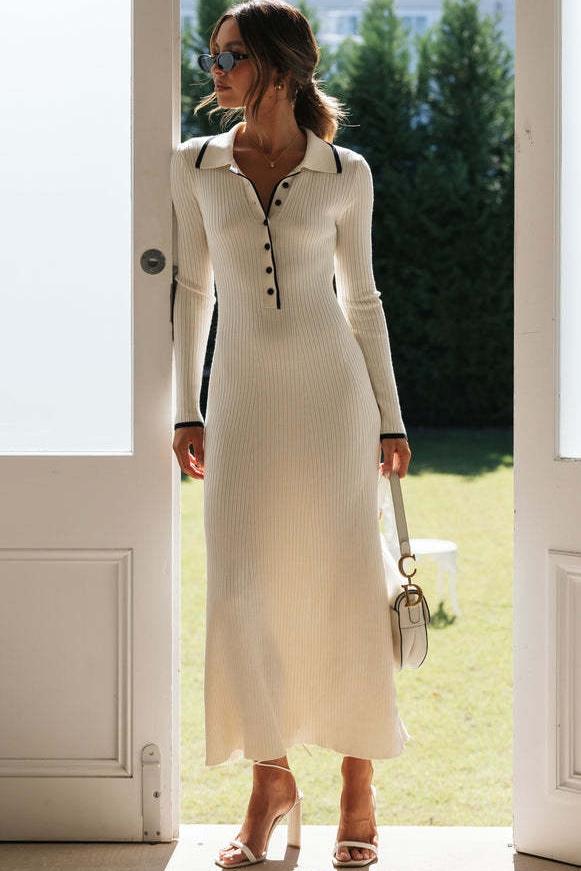 Elena® | Lauren midi dress with button closure and collar