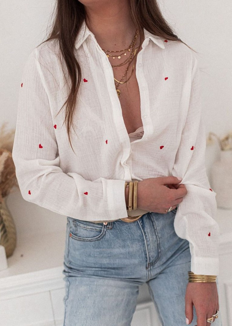 Breten® | Trendy Blouse With Small Hearts