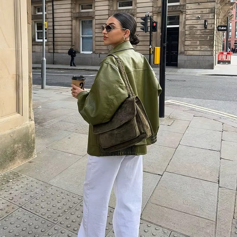 Anya® | Stylish Oversized Leather Jacket