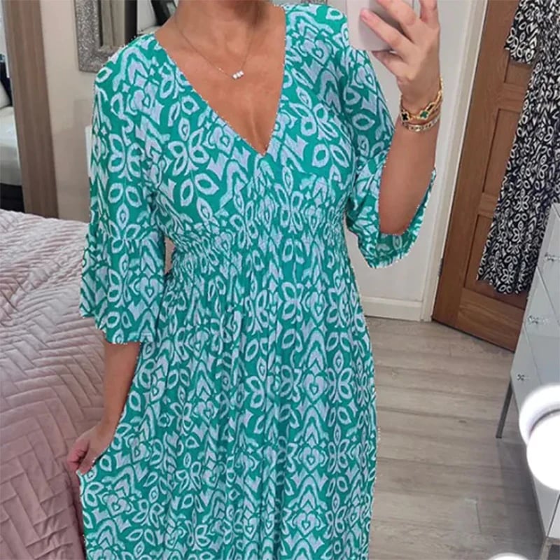 Albina® | Stylish V-Neck Floral Dress