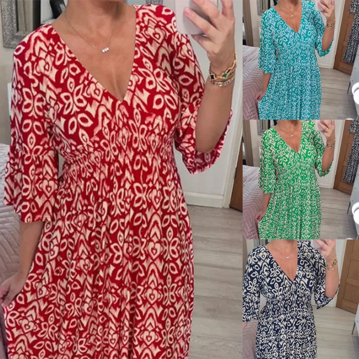 Albina® | Stylish V-Neck Floral Dress