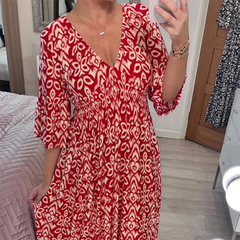 Albina® | Stylish V-Neck Floral Dress