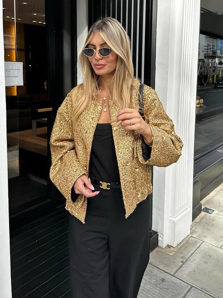 Cecilia® | Beautiful gold crochet coat for women