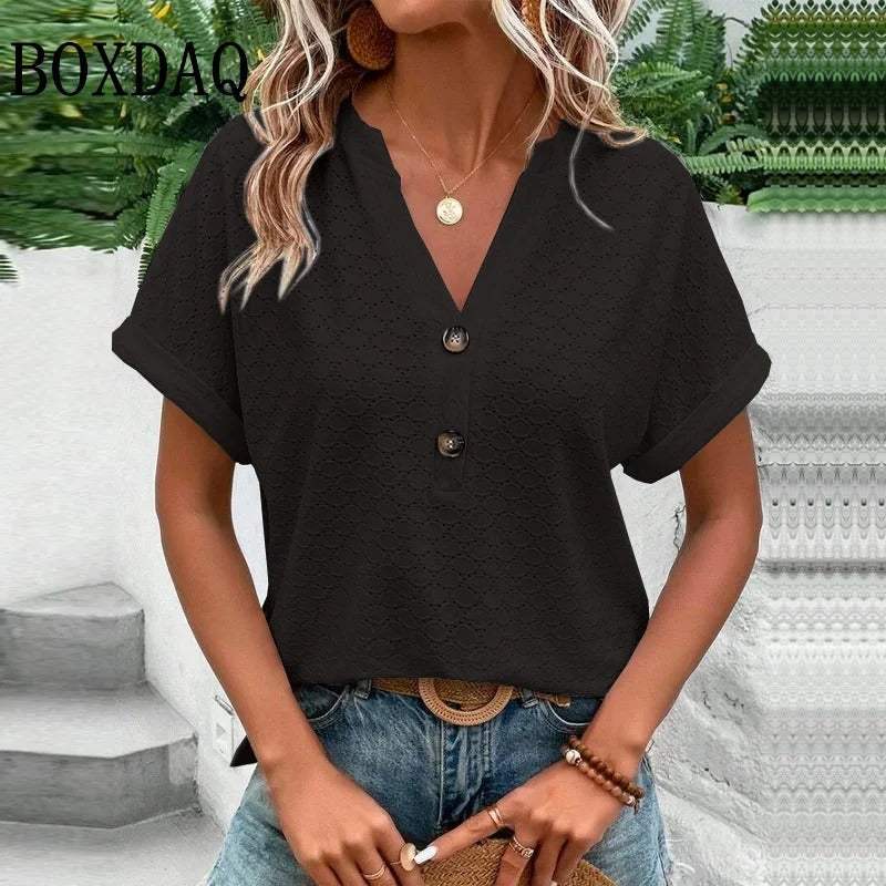 Brie® | Women'S Blouse With V-Neck And Buttons