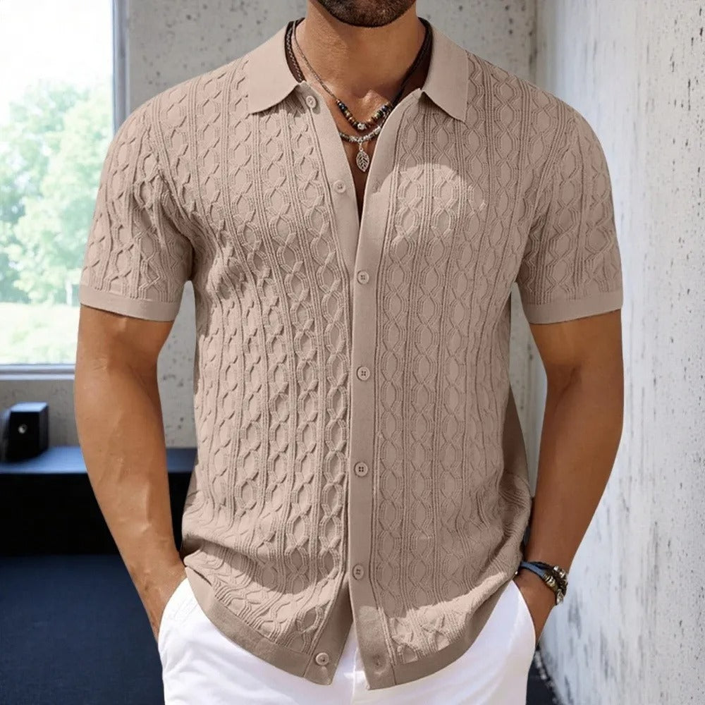 David | Retro Stylish Jacquard Knit Polo for Men