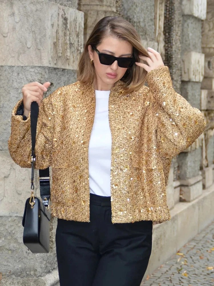 Cecilia® | Beautiful gold crochet coat for women