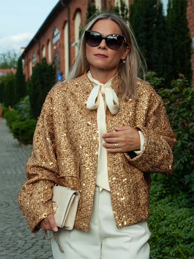 Cecilia® | Beautiful gold crochet coat for women