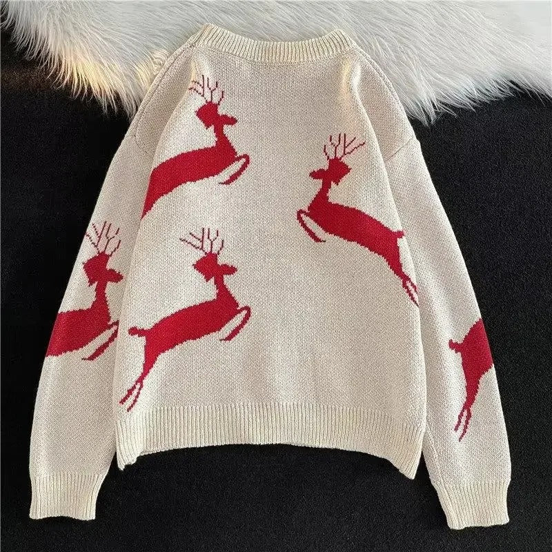 Bruna® | Warm knitted sweater with a Christmas deer pattern for women
