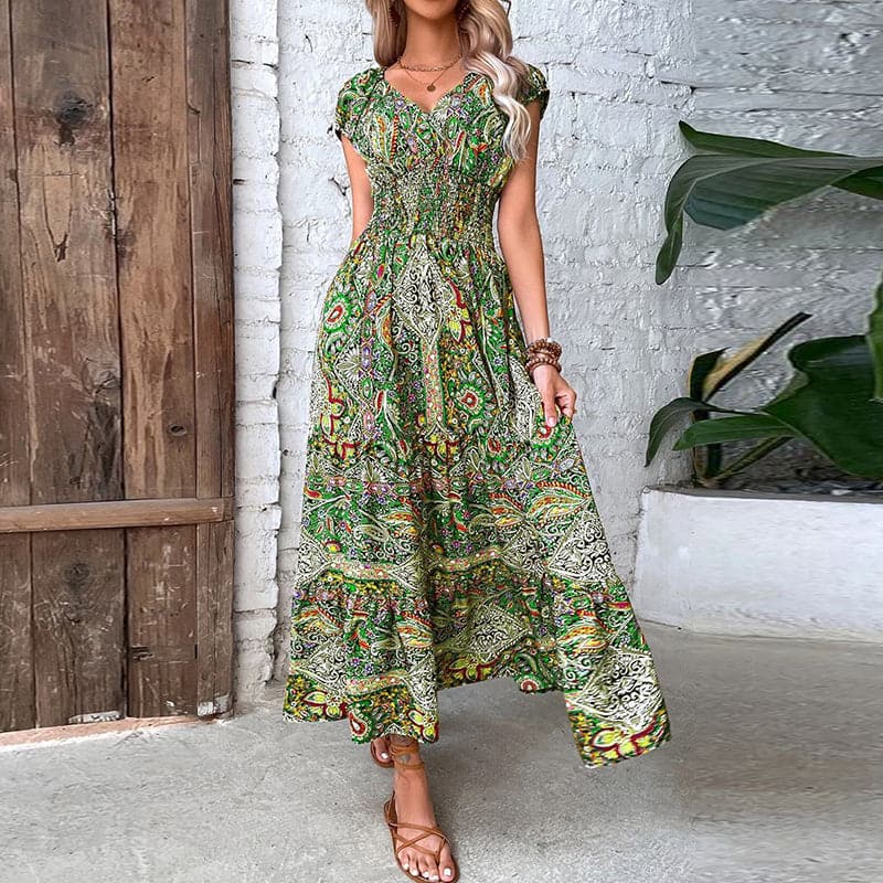 Sally | Elegant Flowy Maxi Dress with V-neck