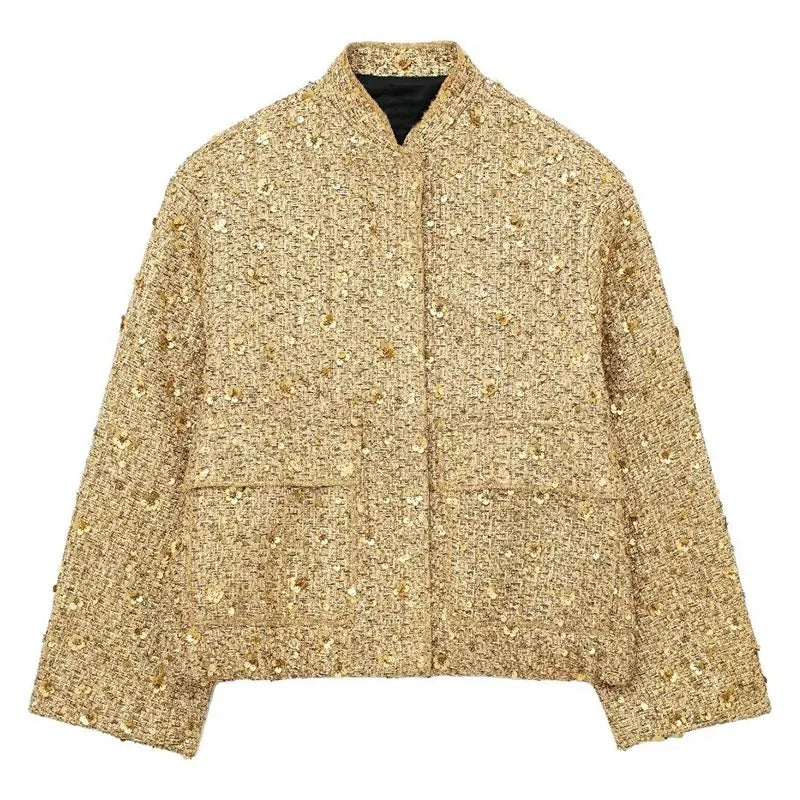 Cecilia® | Beautiful gold crochet coat for women