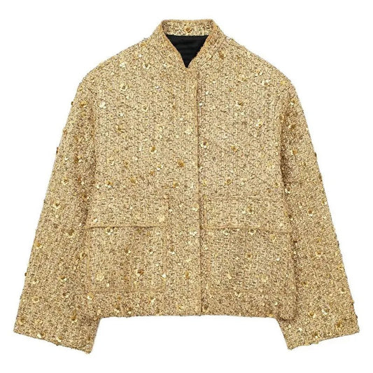 Cecilia® | Beautiful gold crochet coat for women