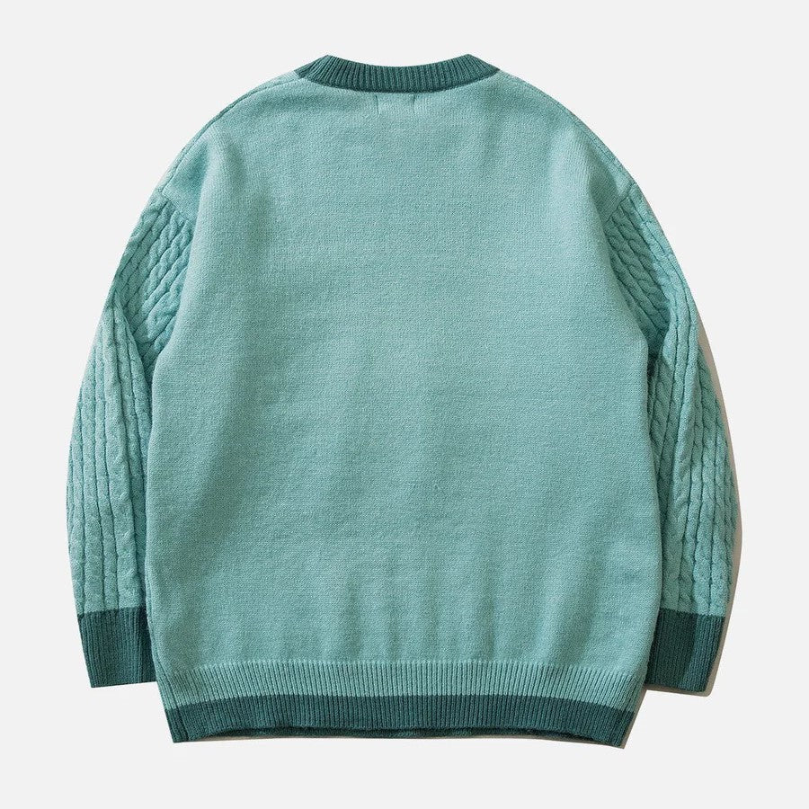 Aranza® | Cable sweater with a pastel cloud pattern