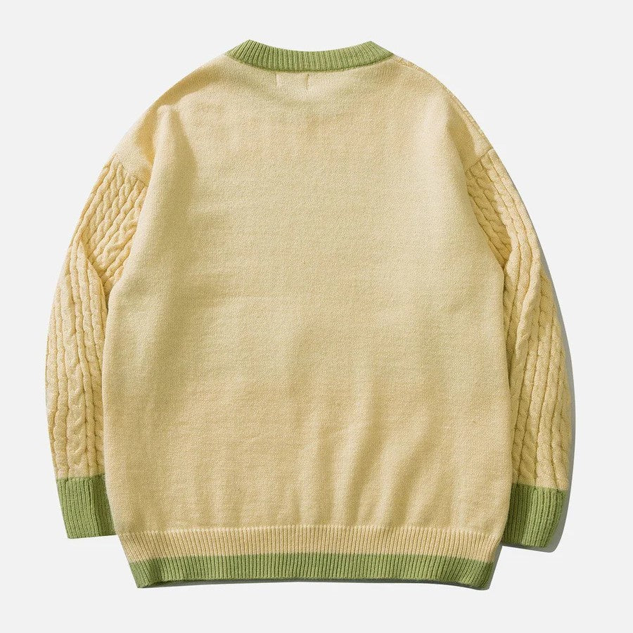 Aranza® | Cable sweater with a pastel cloud pattern