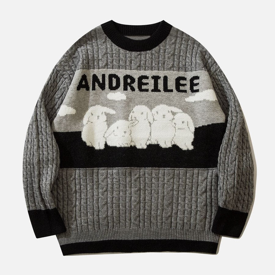 Aranza® | Cable sweater with a pastel cloud pattern