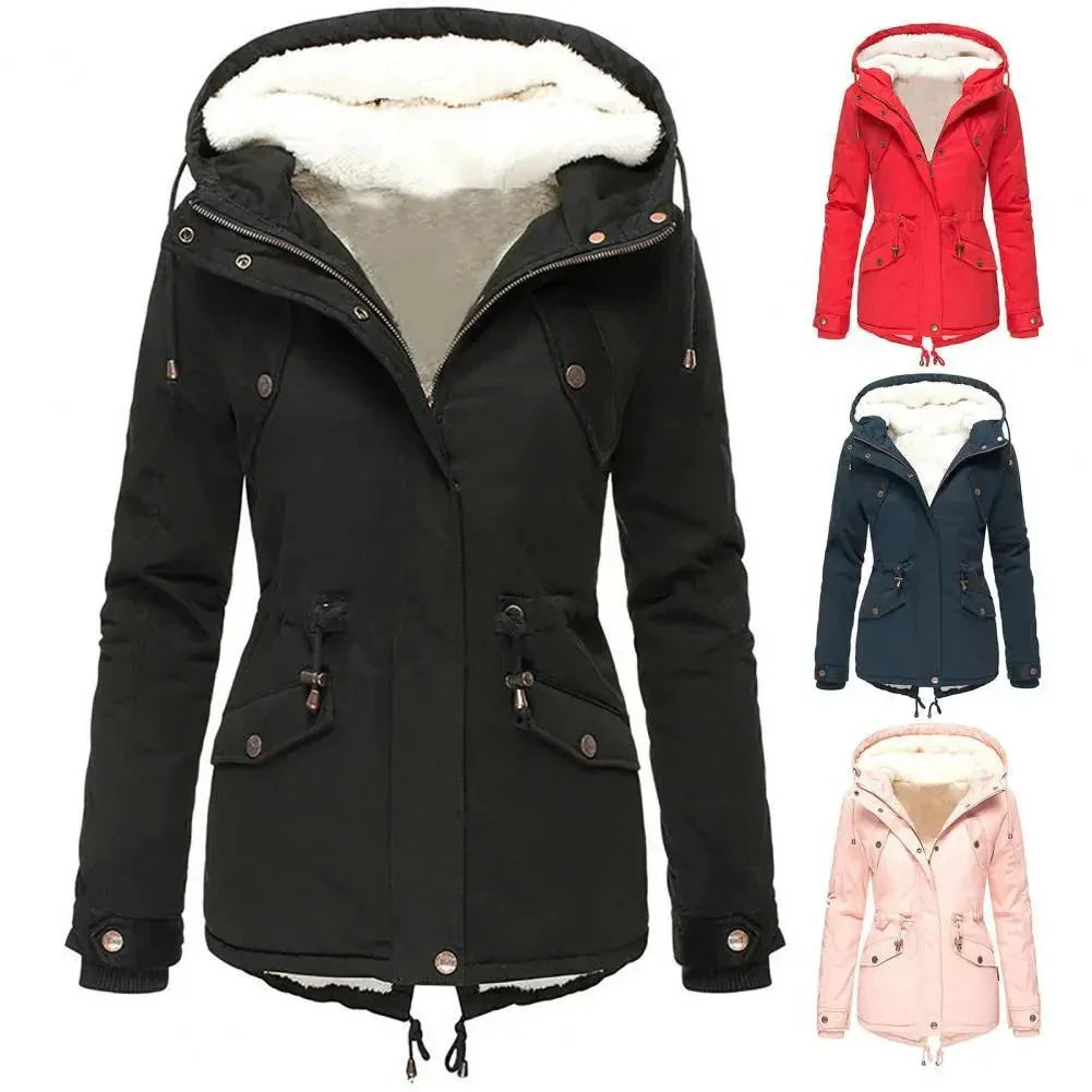 Delfina | Warm waterproof winter jacket with cape and step design