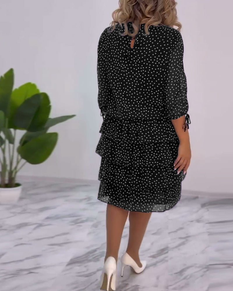 Adriela® | Elegant Polka Dot Layered Dress